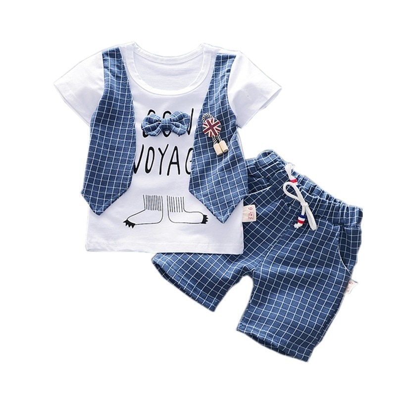 Summer Children Boys Girl Cotton Clothes Kids Bowknot T-Shirt Shorts 2pcs/Sets Toddler Fashion Clothing Sets Baby Tracksuits