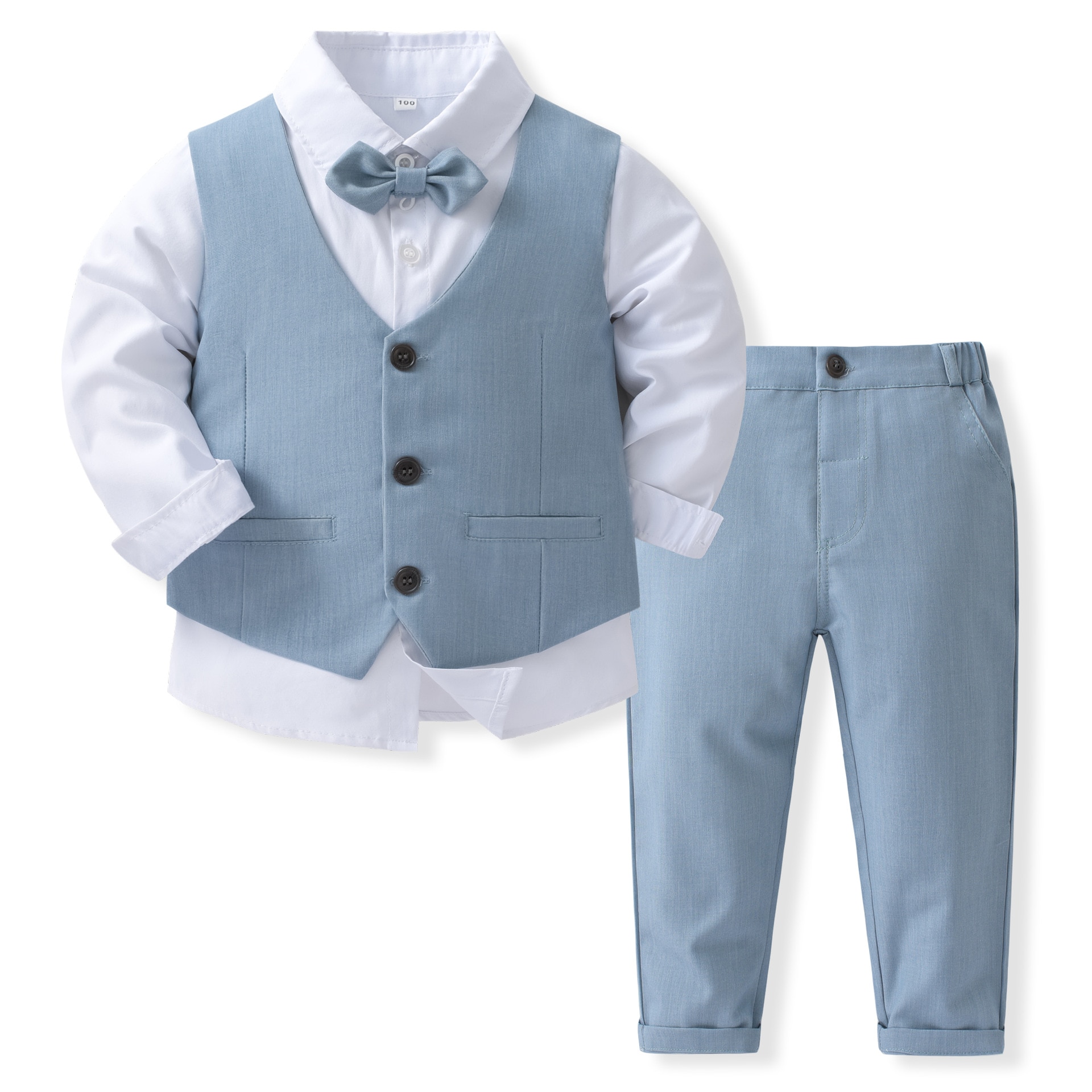 Birthday Costume for Boy Gentleman Outfits Children Spring Autumn Boutique Clothing Set Solid Vest Suit Kids Cotton Formal Wears