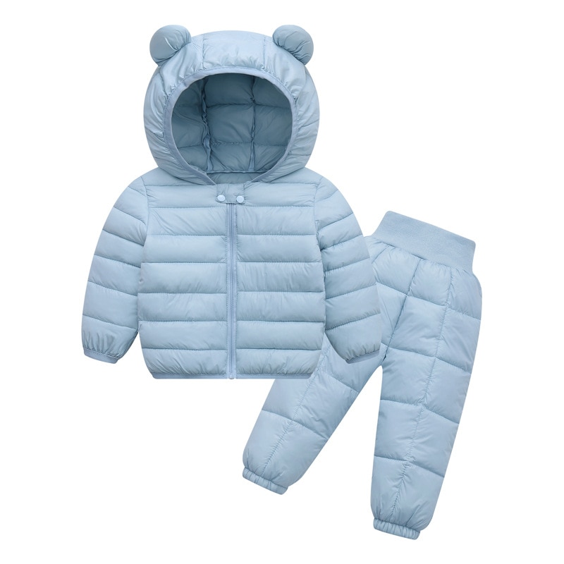 Baby Boys Girls Winter Down Coats Pants Kids Light Puffer Padded Jacket Snow Suit Zipper Hooded Infant Warm Outerwear