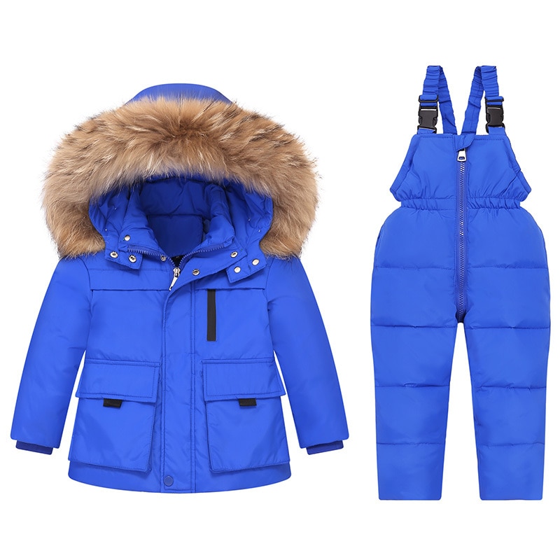 Boy Baby Overalls Winter Down Jacket jumpsuit Warm Kids Parka Hooded Coat Child Snowsuit Snow toddler girl Clothes Clothing Set