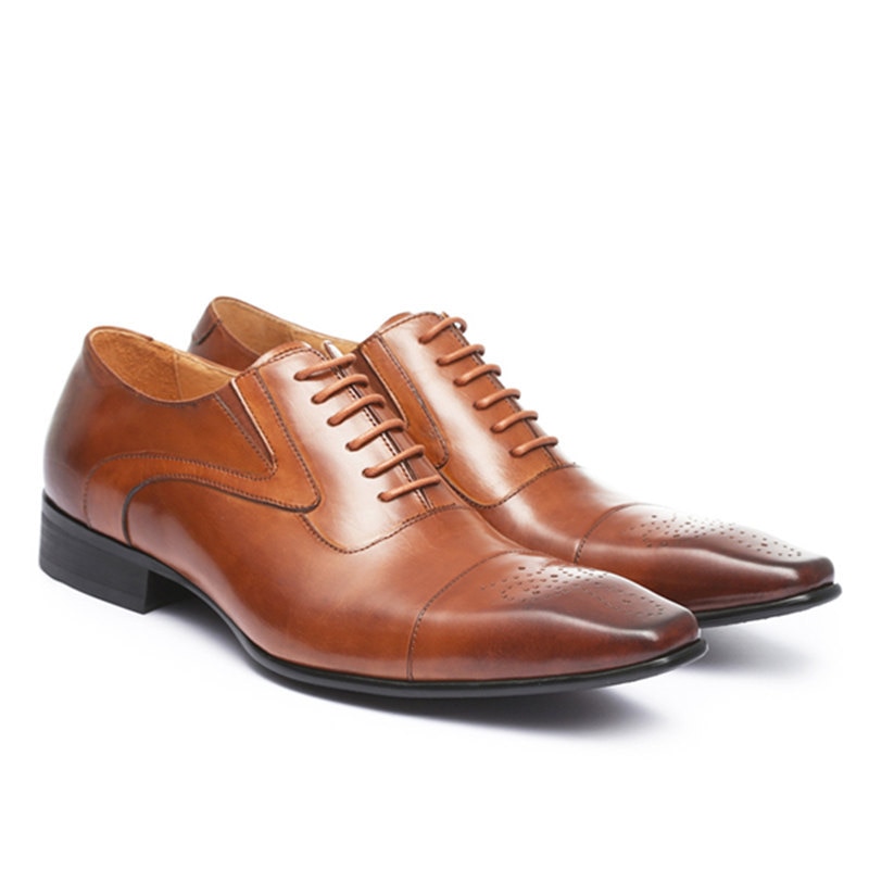 New Men Dress Handmade Shoes PU Leather Male Oxford Italian Classic Vintage Lace-up Men's Shoes