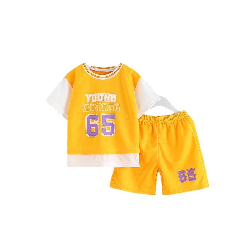 Kids Clothes Sports Outfits 2 Piece Set Children Boy Girl Wear Basketball Football Clothing Suit Tracksuit T Shirts+shorts