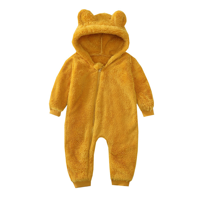 Baby Boy Clothes Autumn Winter Hooded Warm Baby Rompers Cute Plush Overall Toddler Girls Jumpsuit Infants Crawling Clothing