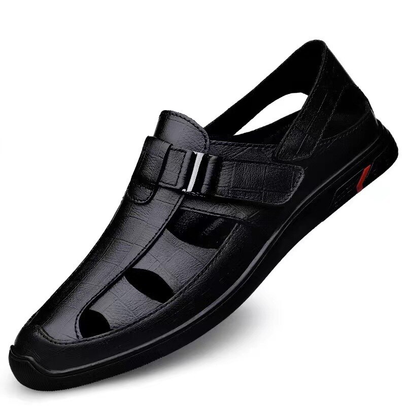 Fashion Leather Sandals for Men Business Dress Sandals Comfortable Soft Leather Shoes Men Sandalias Summer