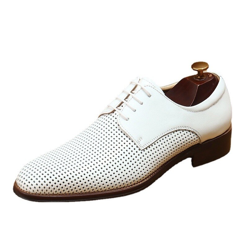 Formal Shoes For Men High Quality Genuine Leather Designer Social Lace Up Shoe Man Wedding Dress oxford Shoes White Breathable