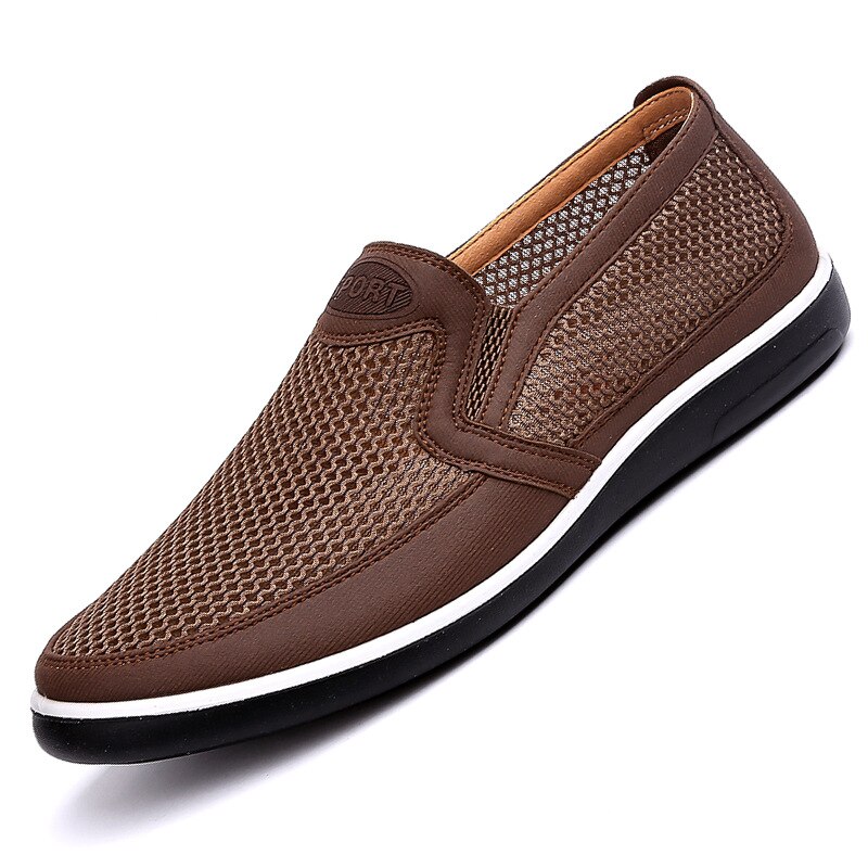 New Listing Summer Breathable Mesh Men Shoes Lightweight Men Flats Fashion Casual Male Shoes Designer Men Loafers Beige