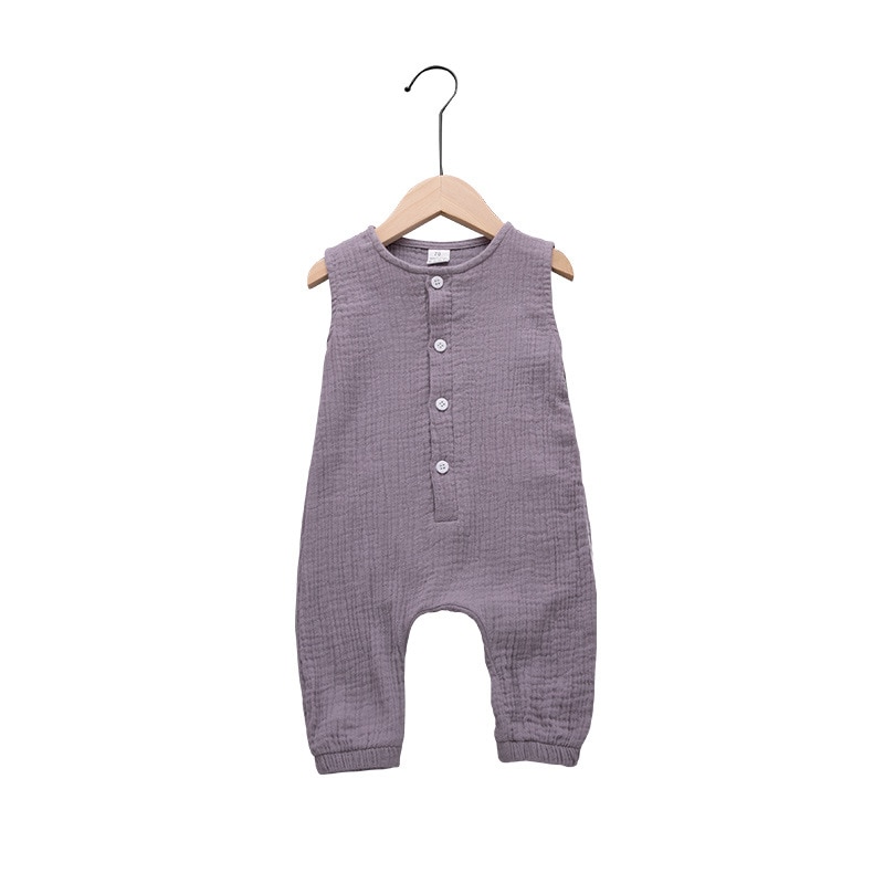 Summer Newborn Infant Baby Boys Girls Rompers Jumpsuits Playsuits Onepiece Cotton Linen Muslin Sleeveless Toddler Baby Clothing