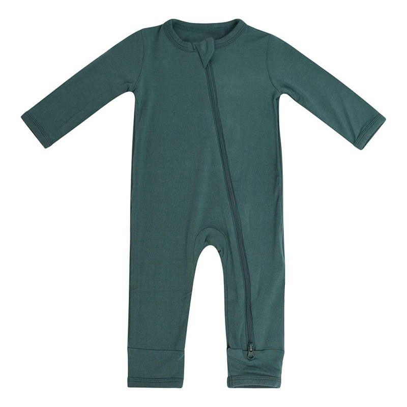 Baby Onesie Bamboo Fiber Newborn Zipper Solid Color Long Sleeve Crawler Suit Children's Clothing