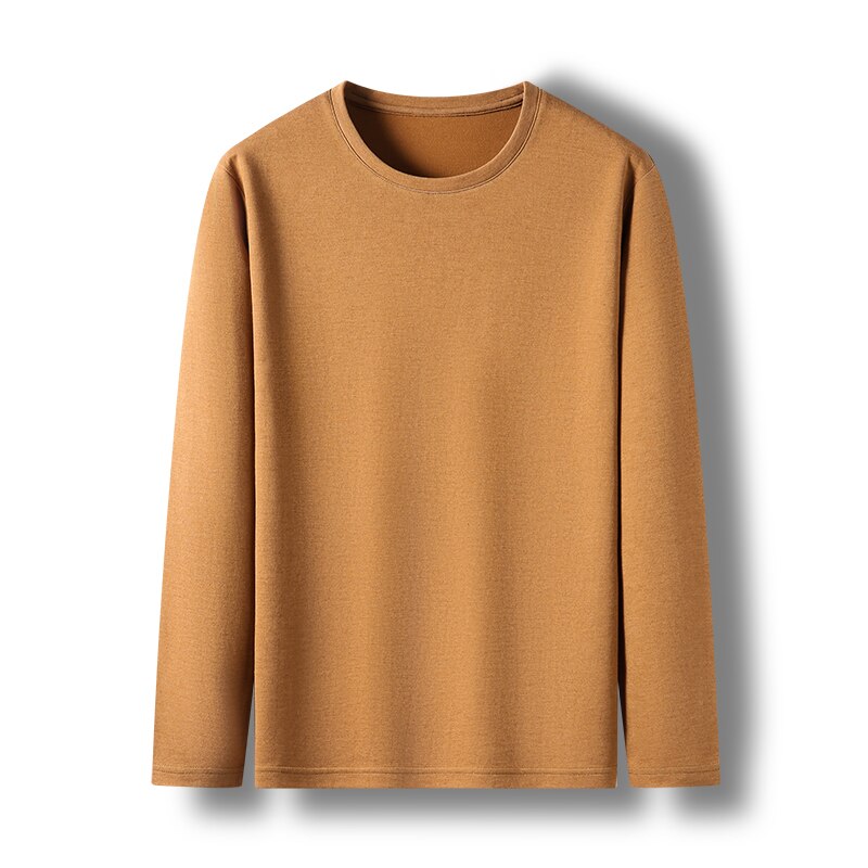 Top Quality Wool 4.7% Fashion Luxury Mens t Shirt Solid Color Soft Round Neck Long Sleeve Tops Casual Men Clothing