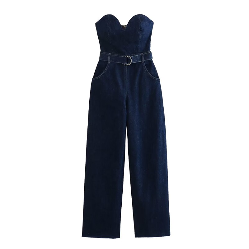 Jumpsuits Women Off Shoulder Corset Denim Jumpsuit Women Streetwear Women Overalls Backless Jean Jumpsuit