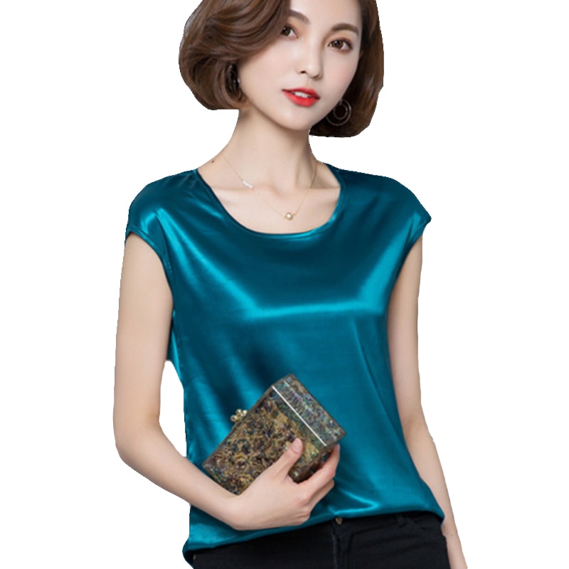 Summer Satin Blouse Women Blouses  Silk Shirt Women Tops Batwing Sleeve Casual Shirts