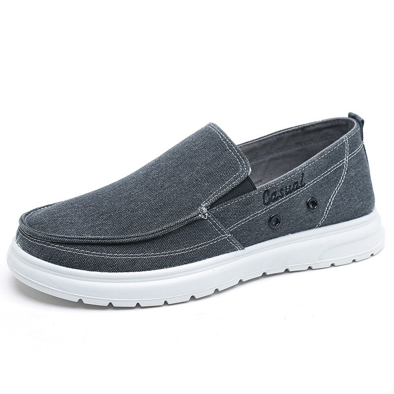 Men's Canvas Shoes Fashion Slip on Flat Casual Sneakers Male Light Soft Sole Large Size Footwear