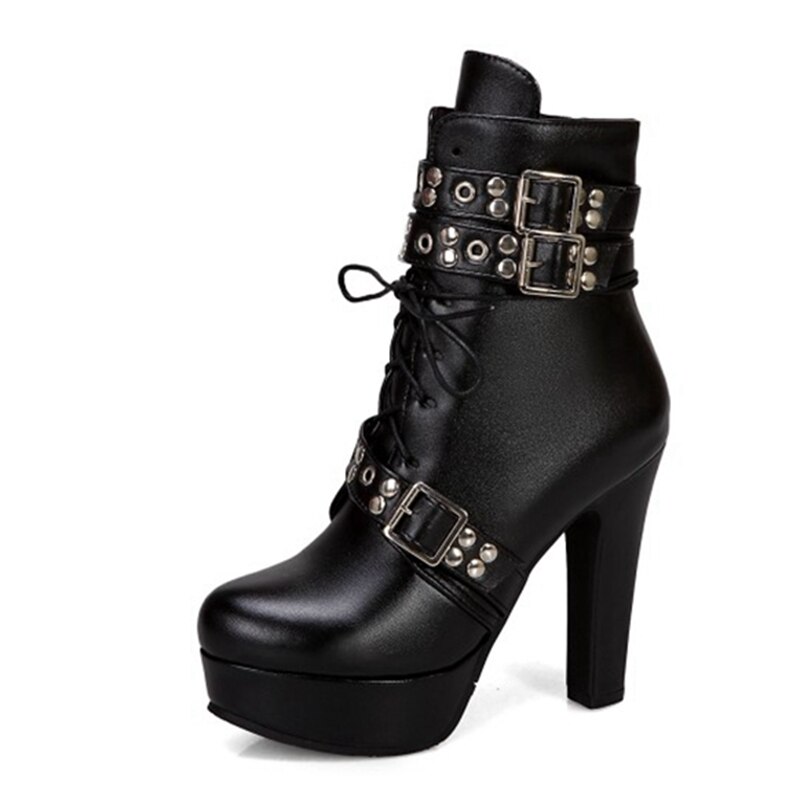 Red Yellow White Women Ankle Boots Platform Lace U...