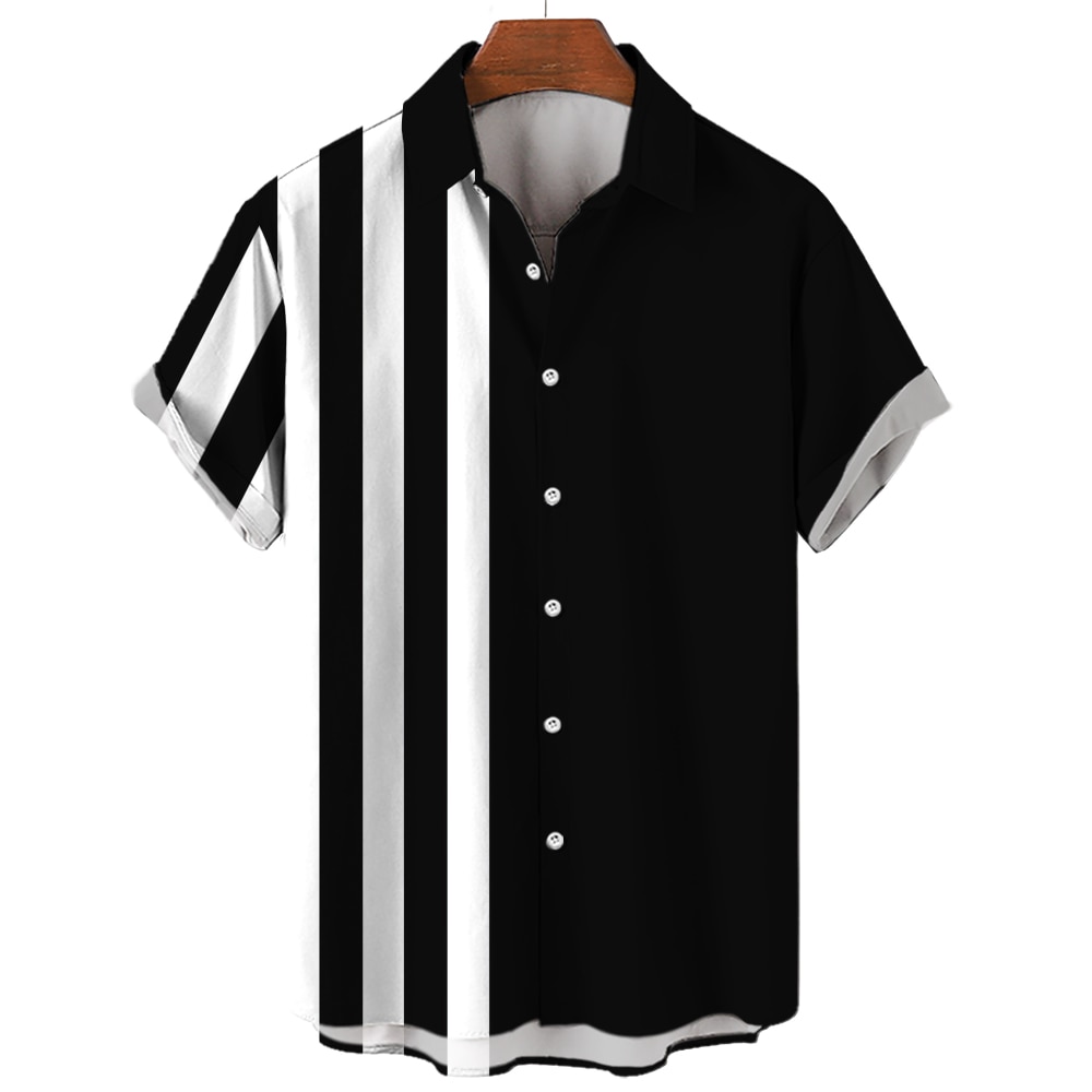 Men's Shirt Stripes Creative 3d Printing Shirt For...