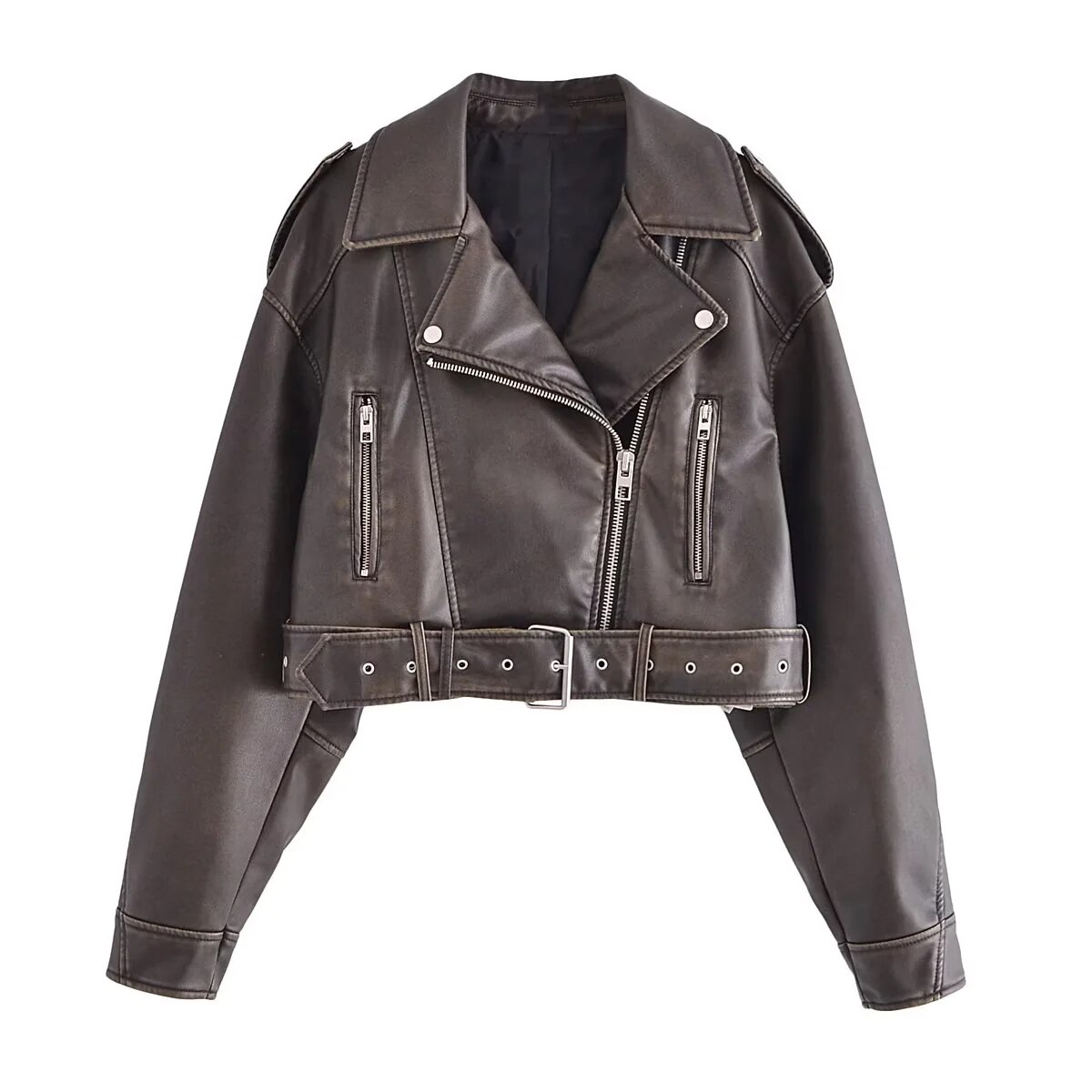 Women's Jackets PU Coat Faux Leather Outwear High ...