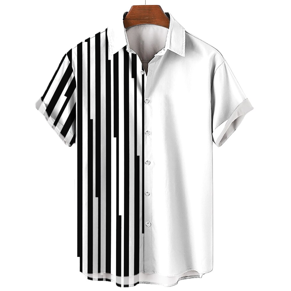 Men's Shirt Stripes Creative 3d Printing Shirt For Men Fashion Leisure Male Clothes Top Geometric Short Sleeve Tshirt Street Tee