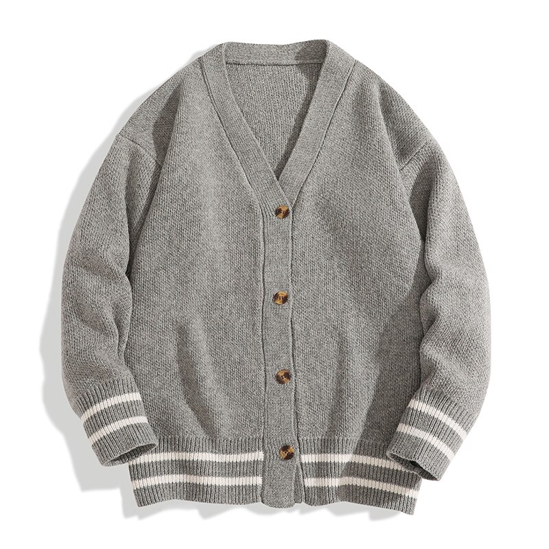 British Retro Cardigan Sweater Korean Harajuku Academic Knitted Sweater Pullover Hip Hop Streetwear Loose Knitwear Tops