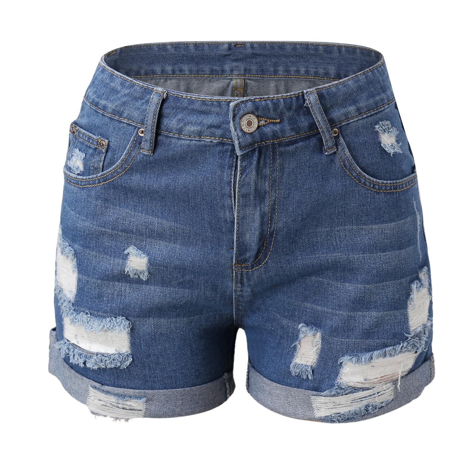 Jean Shorts Womens Summer Pants Sexy Jeans High Waist Slim Hole Shorts Pants With Pockets