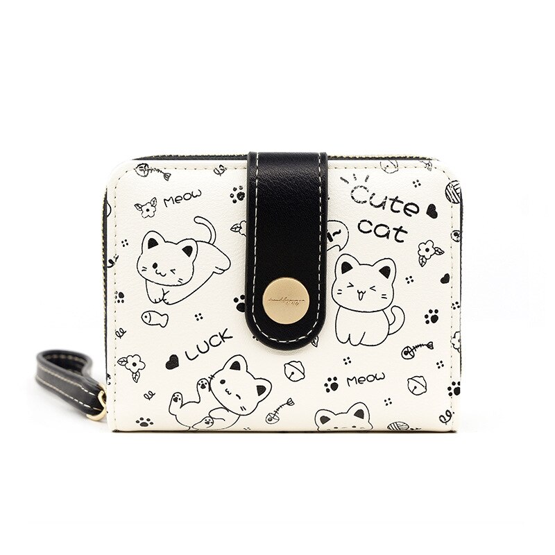 Cartoon Wallet New Cute Cat Girl Purse Short Student Card Bag Zipper Coin Women's Purse