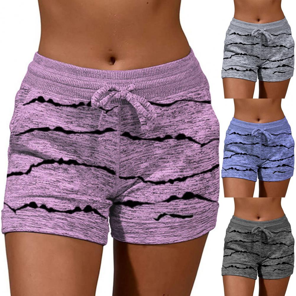 Women Shorts Casual Loose High Waist Quick Drying Drawstring Pockets Sports Short Pants Summer
