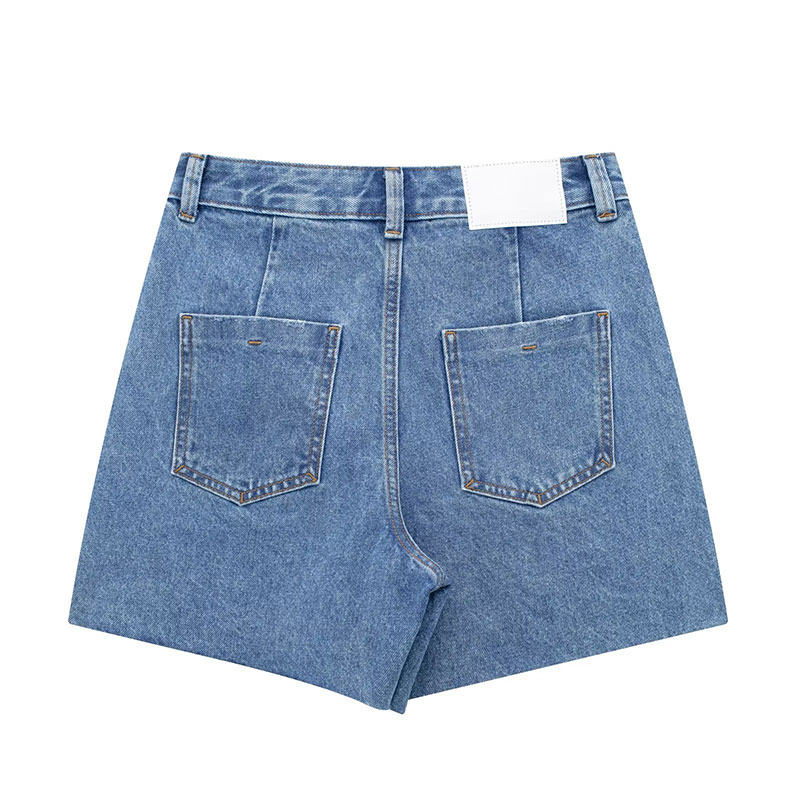 Woman Denim Shorts Summer Fashion Shorts Chic Large Capacity Pocket Zipper Slim High-Waisted Female Casual Jeans Street