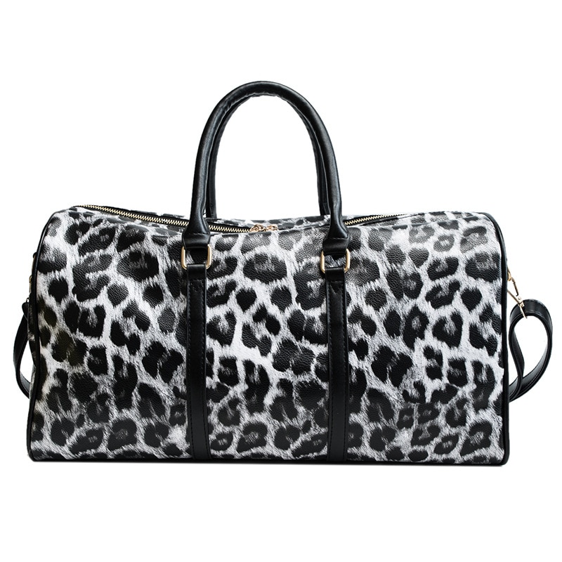 Fashion Travel Bag Women Duffle Carry on Luggage Bag Leopard Printing PU Leather Travel Totes Ladies Big Weekend Bags