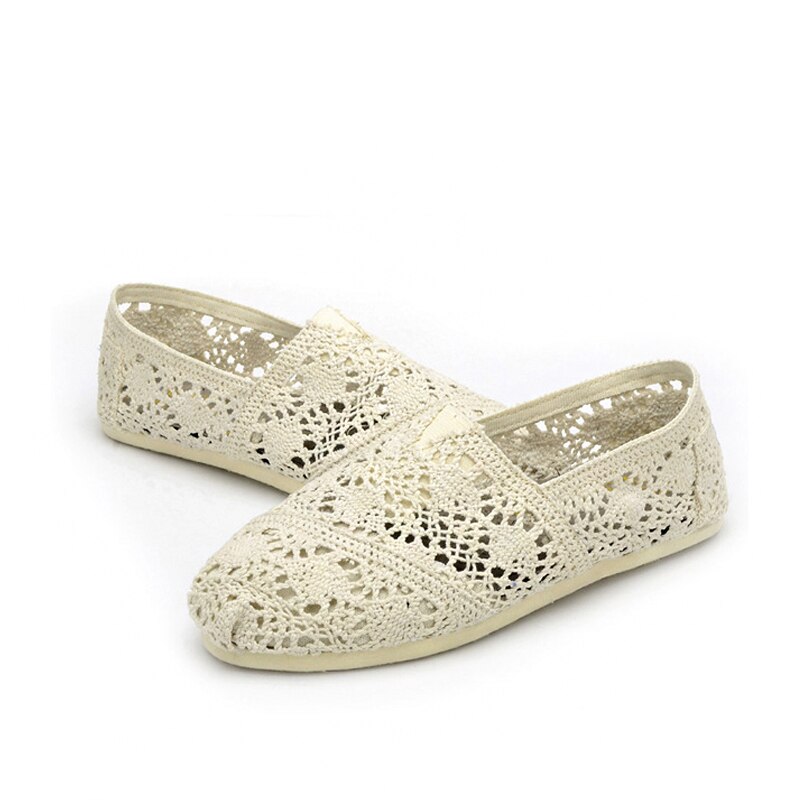 Women Casual Lace Hollow Out Air Flats Shoes Sprin...