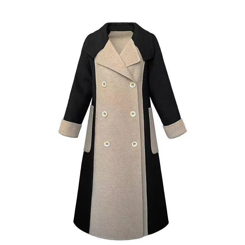 Women Coats Vintage Autumn Winter Fashion V -Neck Outerwear Long Sleeve Double-breasted Jackets Female Elegant Coats