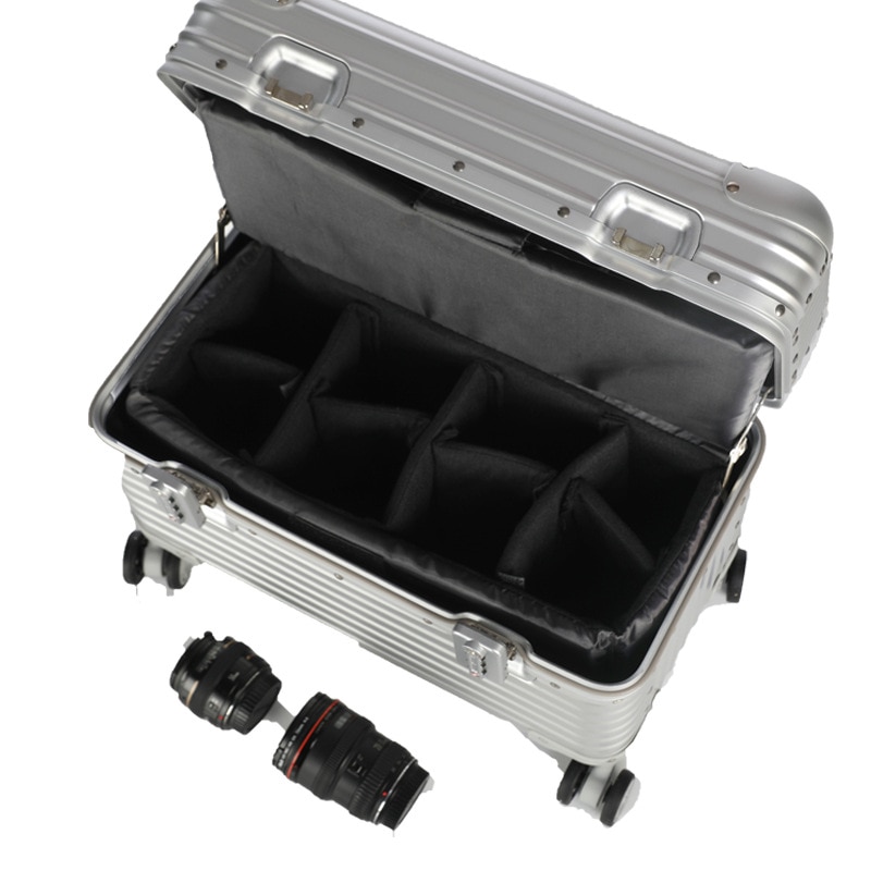 All-Aluminum Magnesium Alloy Trolley Case Equipment Tools Luggage Metal Boarding Laptop Suitcase up-Open Photography Box