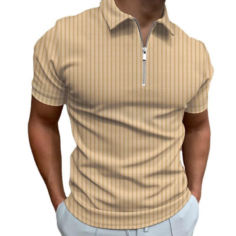 European And American Spring/Summer Polo Shirt Zipper Stripe Men's Polo Shirt T-Shirt Men Polo Shirt Short Casual