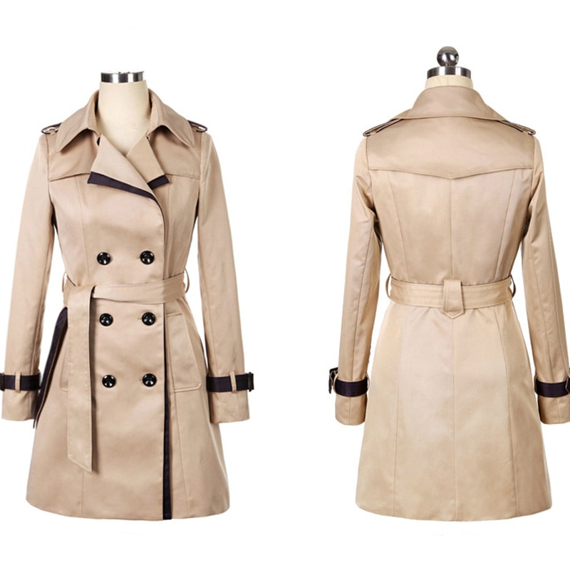 Trench Coat For Women Casual Double Breasted Female Long Trench Coats Feminino Ladies Windbreaker