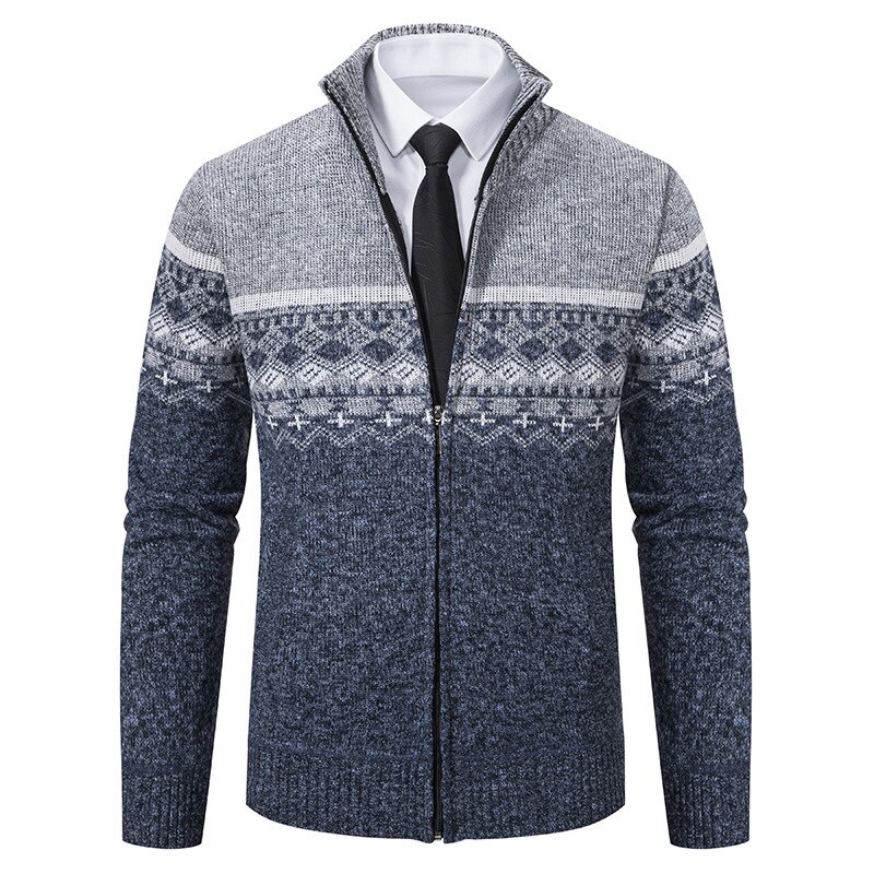 Autumn Men's Sweater Knitwear Coat Faux Fur Wool Sweater Jackets Men Zipper Knitted Thick Coat Warm Cardigan