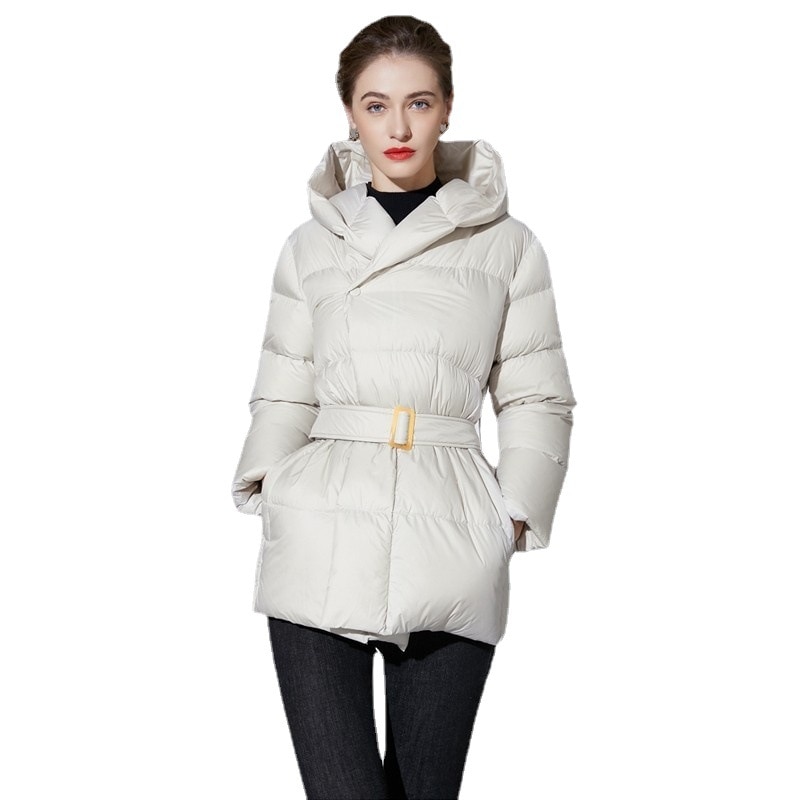 Down jacket women's winter new high-end slimming mid length hooded thickened warm fashionable cotton jacket
