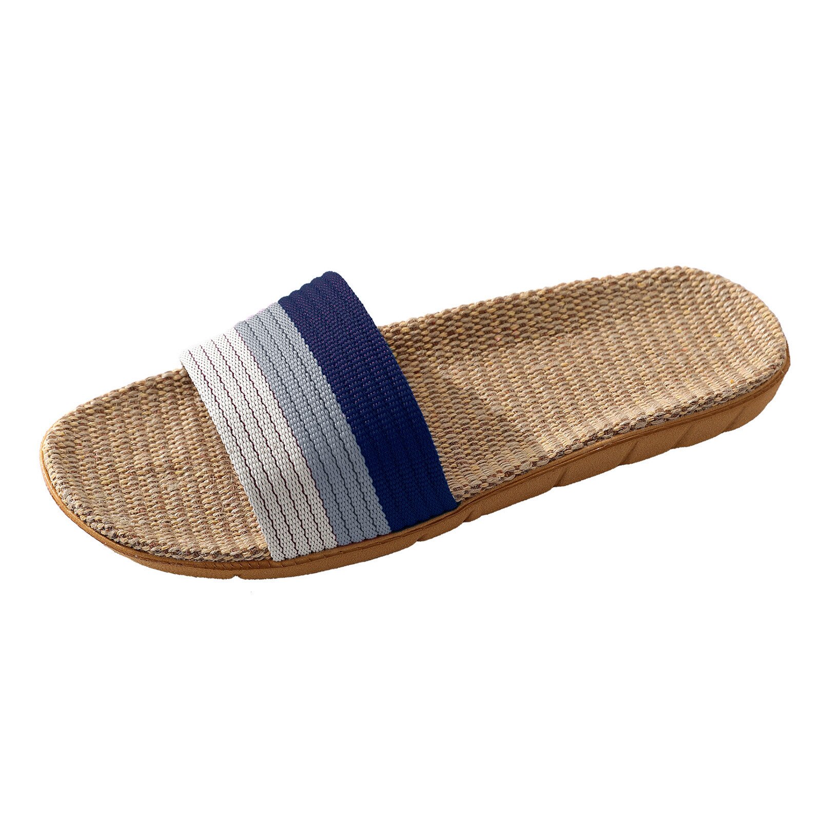 Men Couples Slip On Stripe Flat Slides Indoor Home Slippers Fashion Comfortable Beach Relaxed Fit Memory Foam Men Slippers