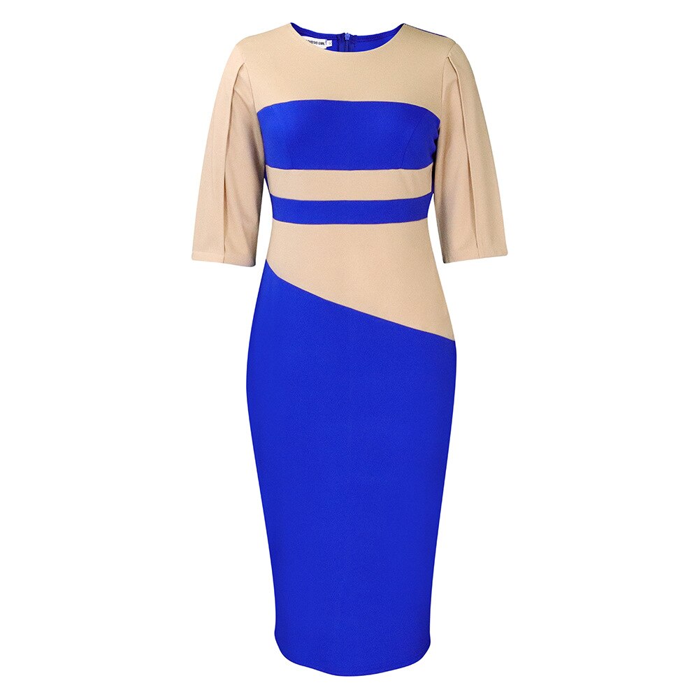 Women's Clothing New Fashion Half Sleeve Dress Summer Spliced Striped Pencil Skirt Patchwork Knee Length