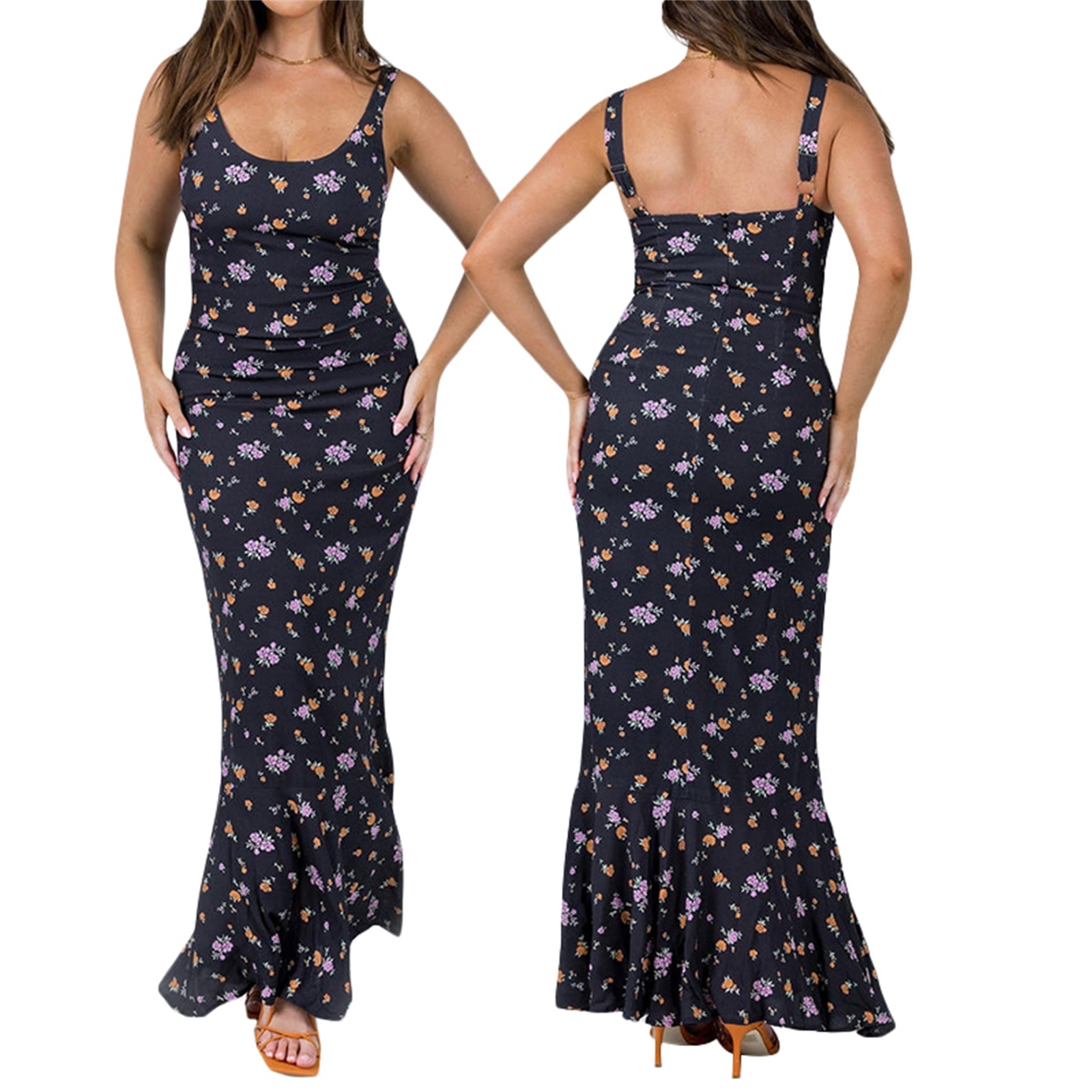 Summer Holiday Long Dress Women Wrapped Slim Dresses Sleeveless Off Shoulder Floral Print Summer Fall Sling Street Dresses