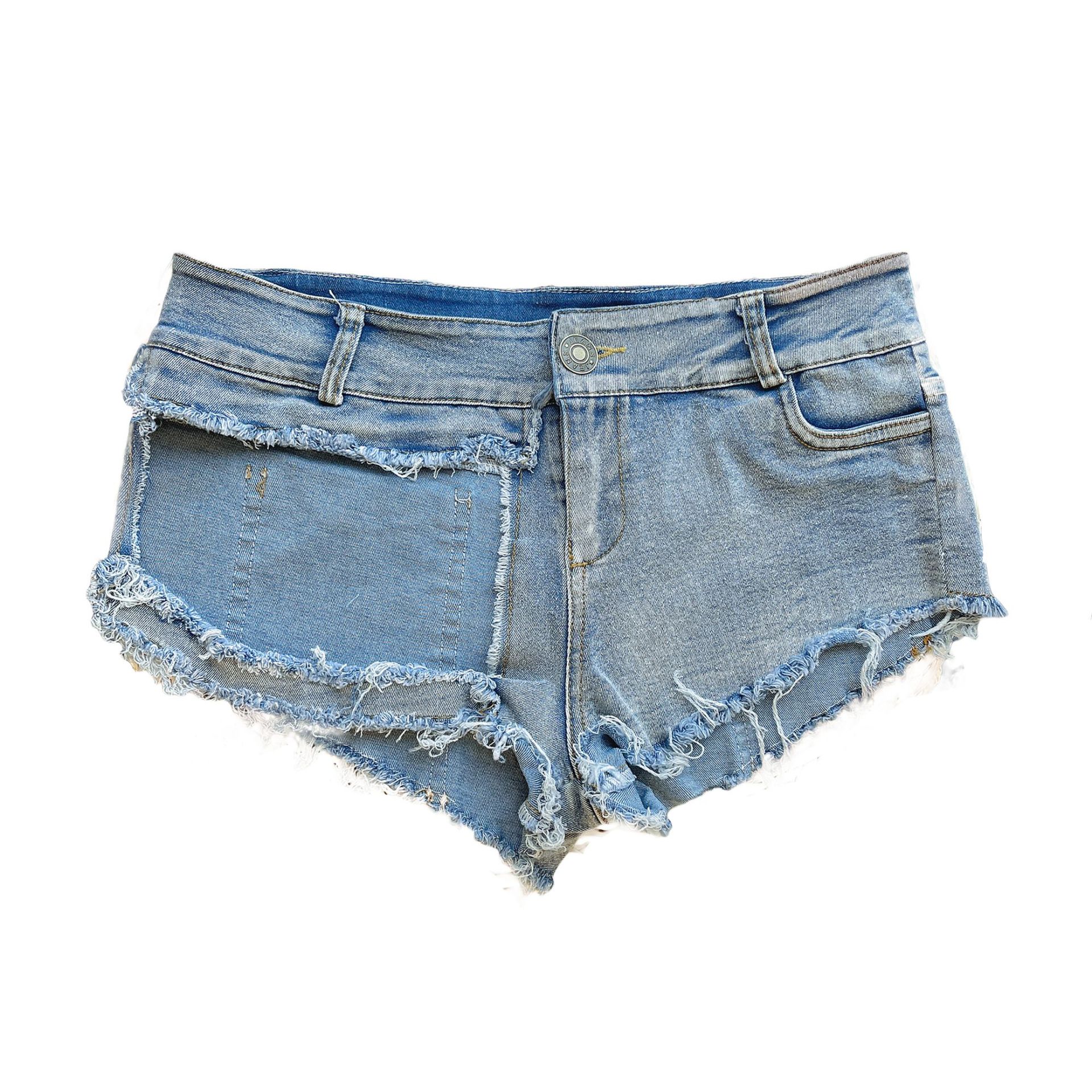 New Women's Sexy Hole Denim Jeans Shorts Low Waist Dj Polo Dancel Shorts Bar Nightclub