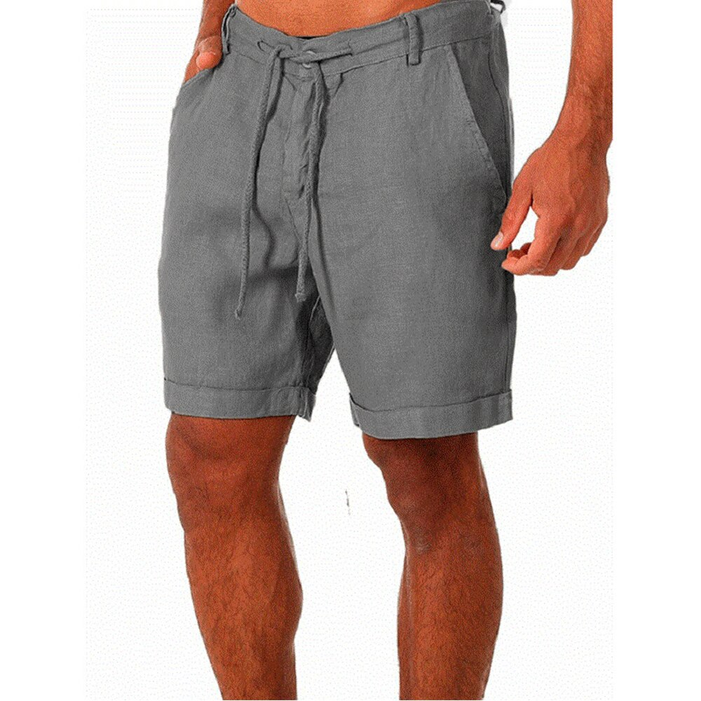 Men's Cotton And Linen Shorts Summer Breathable Solid Color Linen Fitness Street Loose Shorts