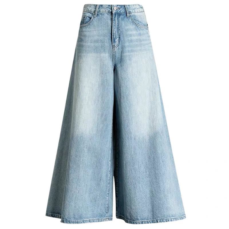 Jeans High Waist Wide Leg Pants Women Spring Autumn Tall and Flowing Skirt Pants Washed Denim Trousers jeans for women