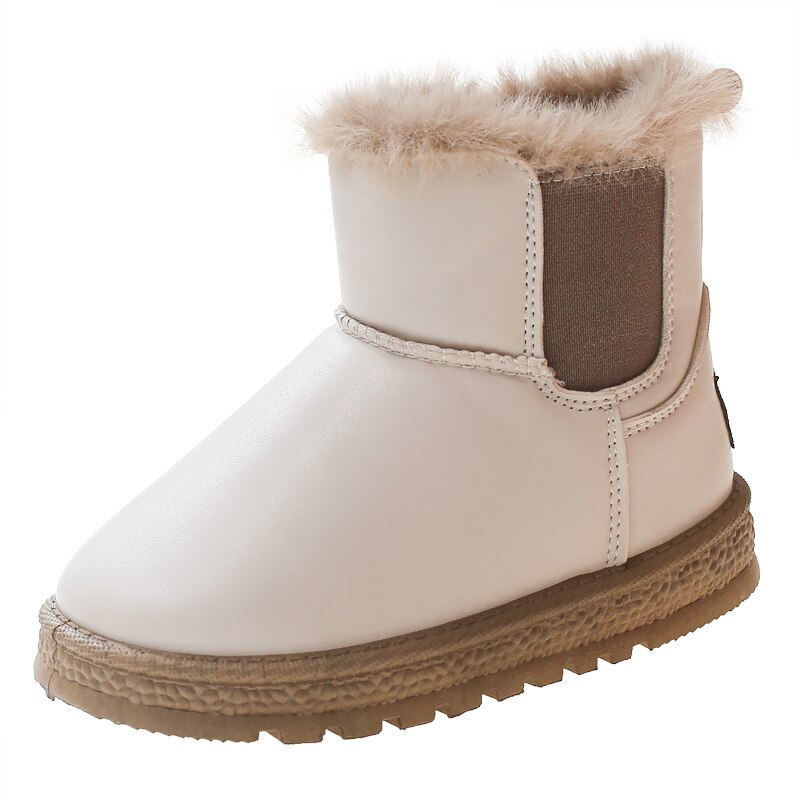 Classic Plush Winter New Versatile Snow Boots Children's Fashion Warm Keeping Simple Japanese Boys Chelsea Boots PU