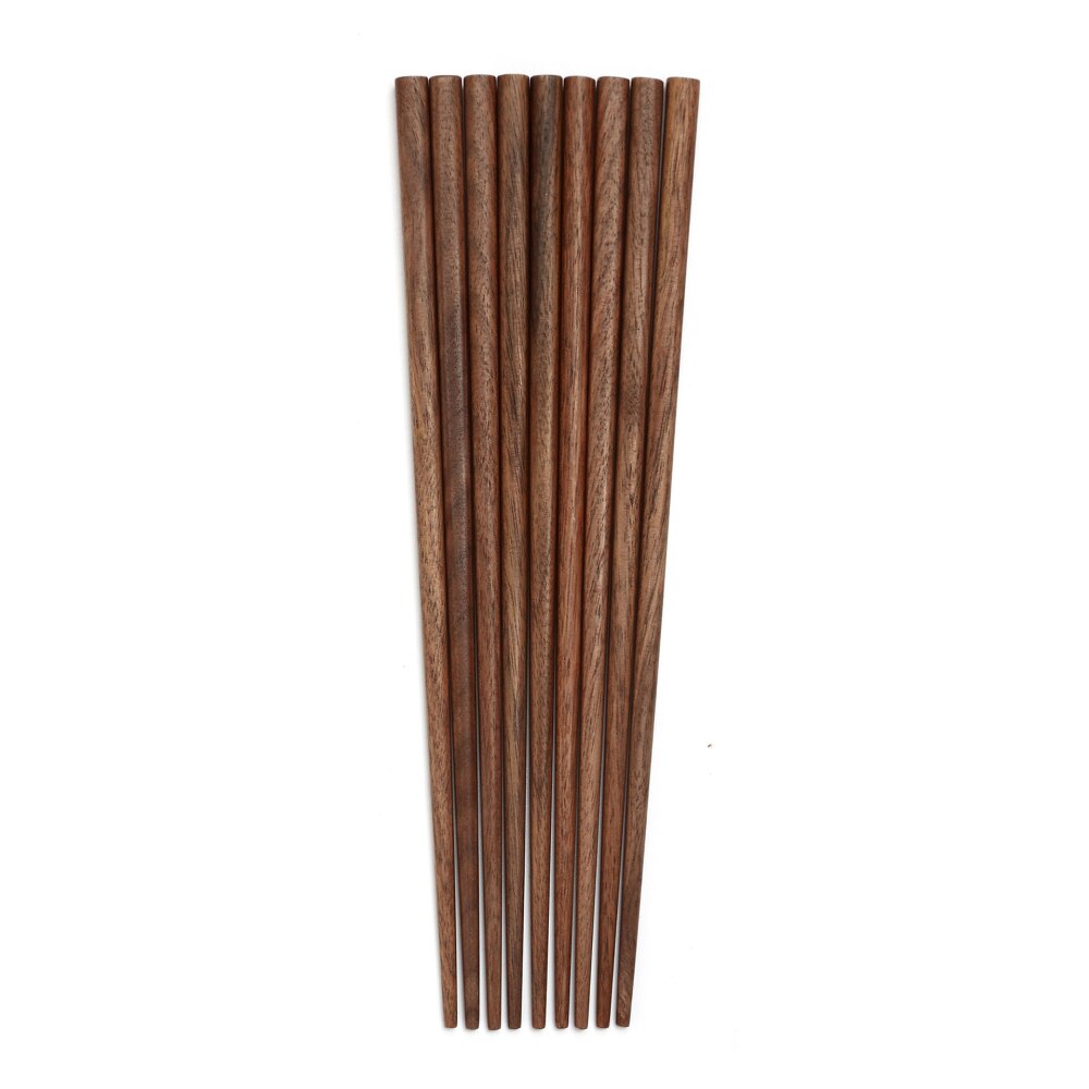 5 Pairs Walnut Wood Chopsticks 22.5cm Natural Blac...