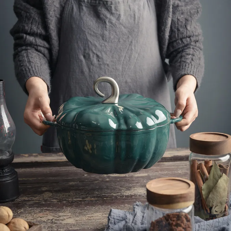 Pumpkin Enamel Stew Pot Kitchen Cooking Utensils Non-Stick Food Soup Casserole