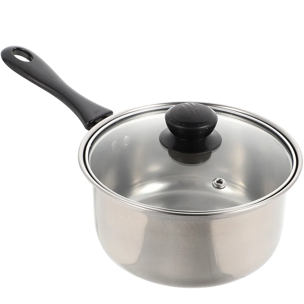 Stainless Steel Pot Milk Small Heat-resistant Stainless Steel Skillet Saucepan Lid Deep Fry Household Cooking Nonstick