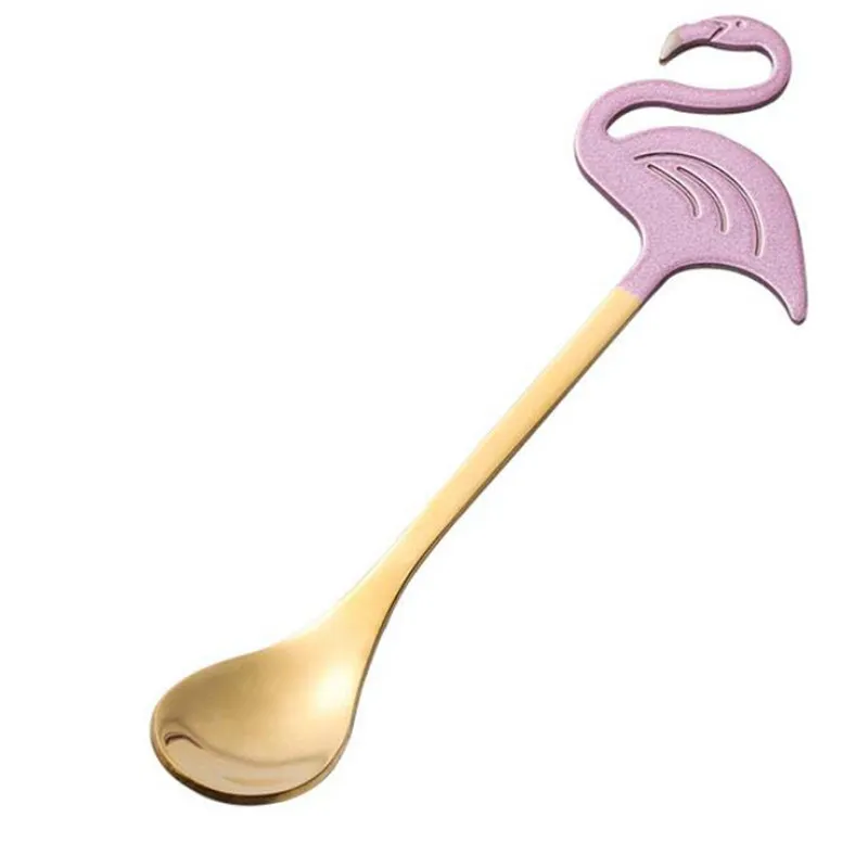 Stainless Steel Flamingo Coffee Scoop Tableware Ice Cream Teaspoons Stirring Spoon Drinking Tools Party Supplies