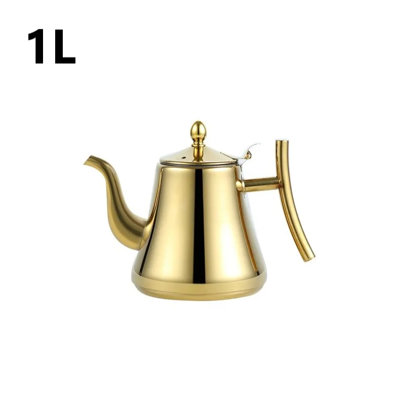 Kitchen Thick Stainless Steel Teapot Golden Silver Tea Pot With Infuser Coffee Pot Induction Cooker Tea Kettle Water Kettle