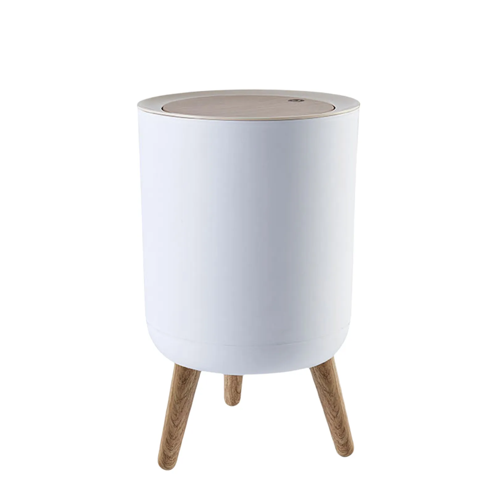 Trash Can With Lid High Foot Press Dustbin Kitchen...