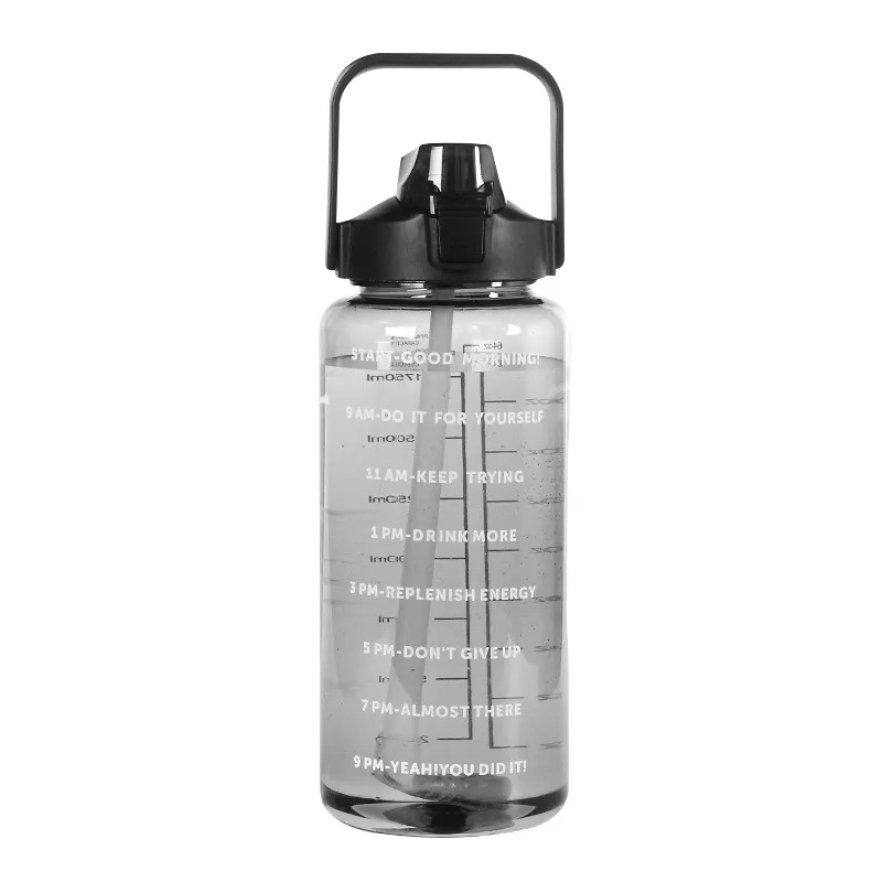 Sports Kettle Transparent Large Capacity Plastic Water Bottle with Direct Straw for Adults and Children