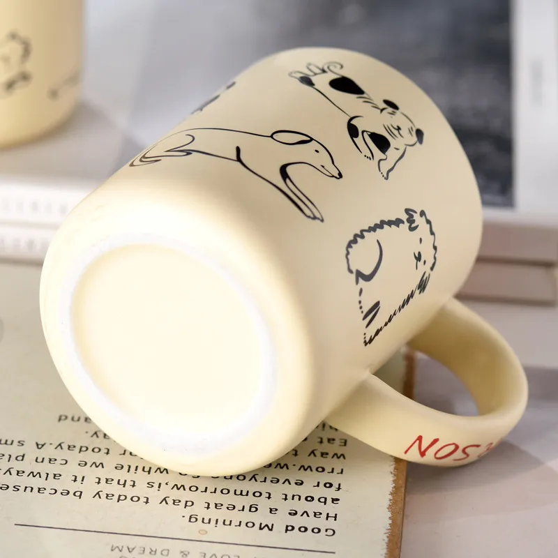 420ml Ceramic Cat & Dog Couple Mug Heat Resistant Milk Coffee Mug Hand Painted Juice Cup Microwave Safe