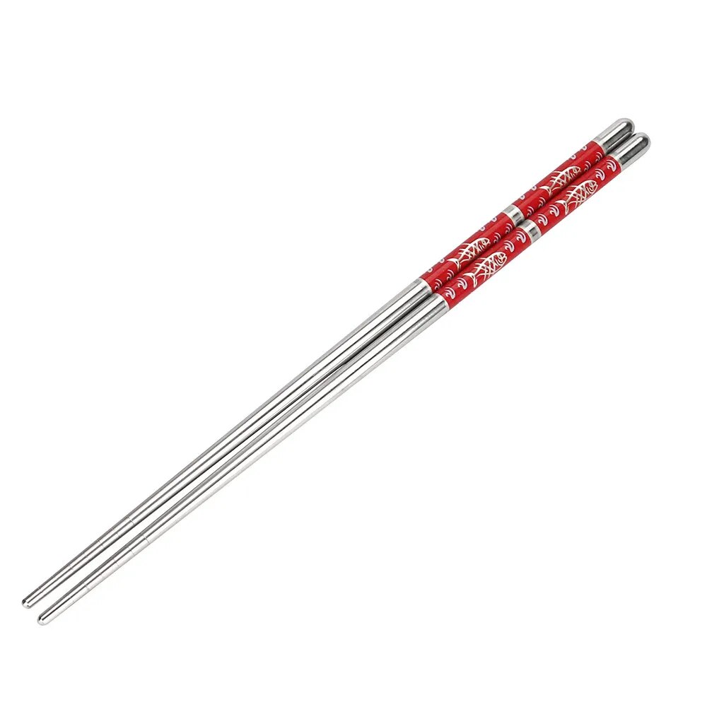 Flower Pattern Stainless Steel Chopsticks Pair ...