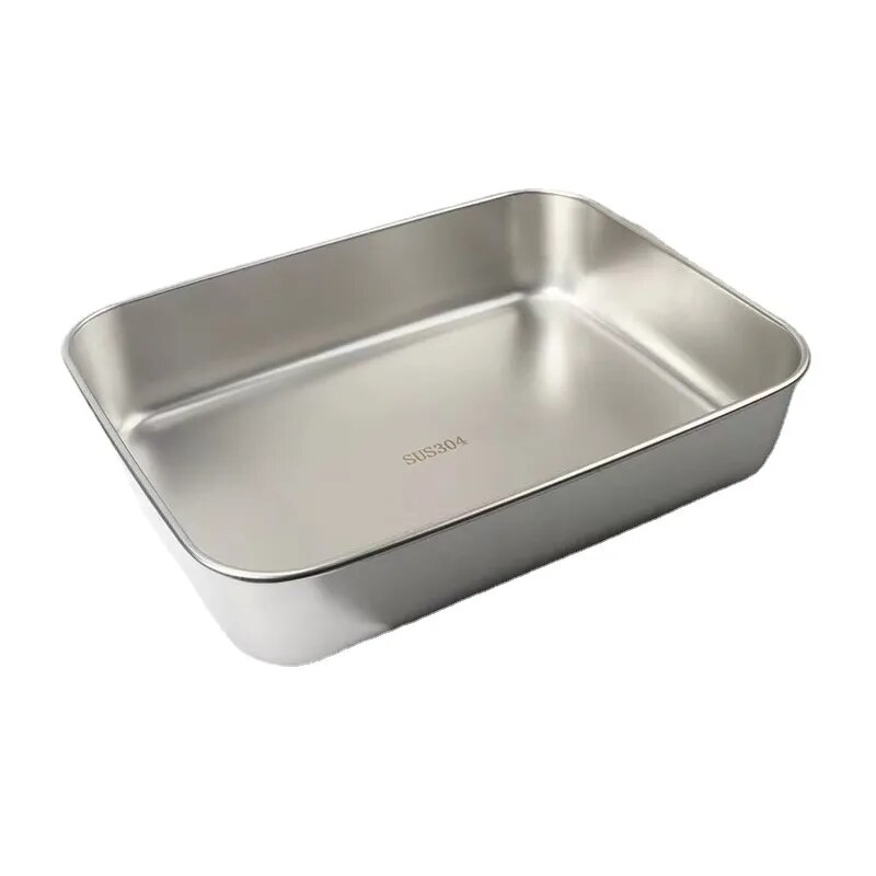 Food Grade Stainless Steel Kimchi with Lid Plate Refrigerator Preservation Box Hot Pot Side Dish Box Outdoor Picnic Box